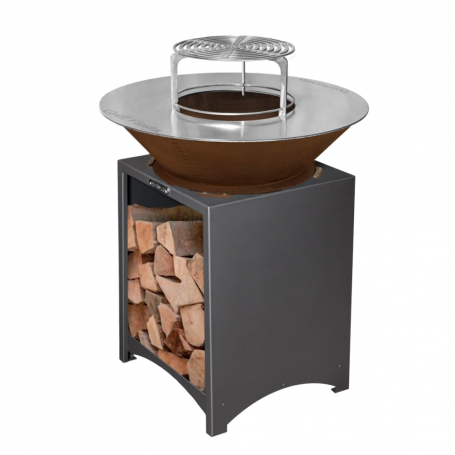 Brasero acier/corten 75cm avec plaque de cuisson inox 304