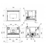 Schéma technique de l’insert à granulés Comfort P70 Air, 10 kW, avec dimensions et spécifications détaillées.