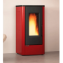 Poêle à granulés Dahiana plus VFS 10kW en acier rouge, design moderne et élégant pour un chauffage efficace.